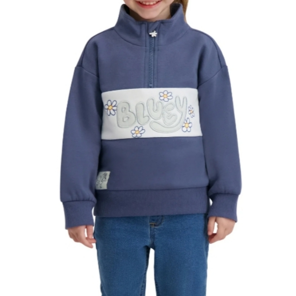 Bluey Toddler Girls Size 4T Quarter Zip Top NWT Navy